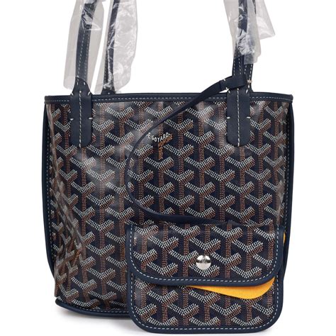 goyard goyardine navy anjou mini reversible tote bag palladium|duke of anjou mini bag.